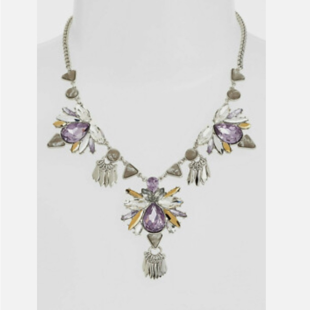 Lavender geometric statement necklace